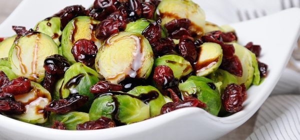 Roasted Brussels Sprouts with Cranberry Butter Sauce