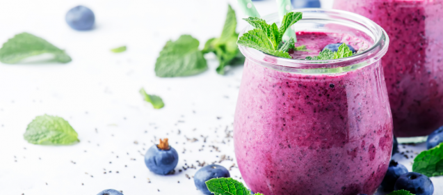 Berry, Beet, Mint, Lime, and Chia Seed Smoothie