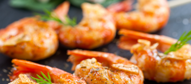 Grilled Prawn and Nectarine Skewers