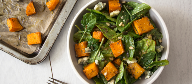 Pumpkin, Feta and Spinach Salad