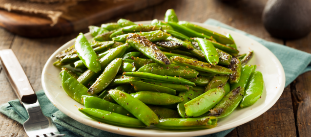 Sugar Snap Peas with Bacon and Mint
