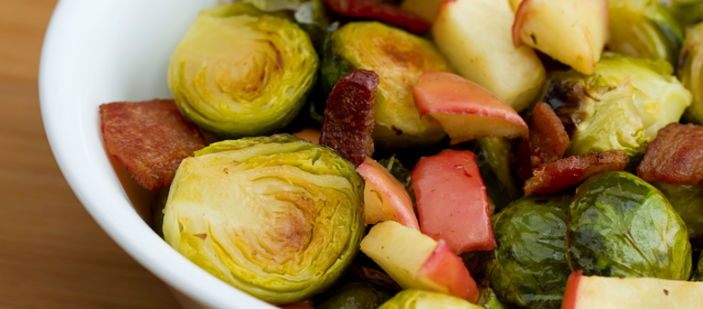 Paleo Roasted Brussels Sprouts with Bacon & Apples