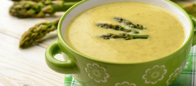 Roasted Asparagus, Cauliflower, and Mushroom Soup